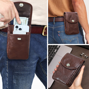 Funda de cuero Vintage personalizada para teléfono móvil, funda para cinturón con varios compartimentos para teléfono, pasaportes, riñonera para uso al aire libre para hombres - Product Image 6