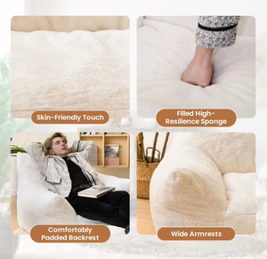 Sofá Puff Grande Moderno de Piel Sintética, Cómodo Sillón de Lectura Individual con Reposapiés para Sala de Estar, para Adultos y Adolescentes - Product Image 4
