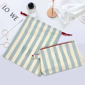 Sac à cordon en toile avec logo et taille personnalisés, sacs anti-poussière en coton, sac à cordon en coton avec rayures colorées - Product Image 3
