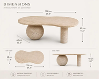 Table basse de luxe sur mesure en pierre naturelle YUSHI, table d'entrée à pieds géométriques uniques pour la décoration de villas et d'hôtels de style méditerranéen