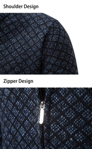 Veste en tricot décontractée à <span class=keywords><strong>col</strong></span> <span class=keywords><strong>roulé</strong></span> avec logo personnalisé OEM, vêtements en tricot pour hommes, motif jacquard en diamant, cardigan en tricot zippé d'hiver - Product Image 4