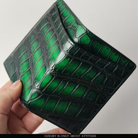 Desain eksotis kualitas tinggi pria patina asli kulit buaya lipat dua tempat kartu dompet