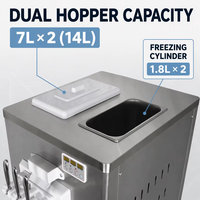 Machine à crème glacée automatique verticale 18-25 L/h en acier inoxydable, 3 saveurs, machine à crème glacée molle commerciale pour les entreprises