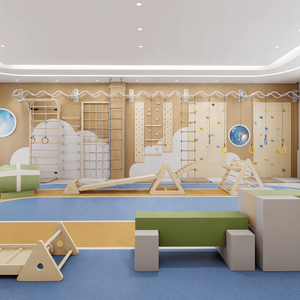 몬테소리 감각 통합 장비 목재 모던 디자인 내구성 친환경 간편 조립 실내 놀이터 세트 - Product Image 1