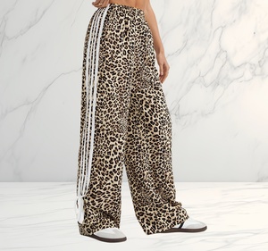 Nuovi <span class=keywords><strong>Pantaloni</strong></span> Casual da Donna <span class=keywords><strong>a</strong></span> <span class=keywords><strong>Righe</strong></span> Bicolore, Vita Alta, Gamba Larga, Sportivi, <span class=keywords><strong>Lunghi</strong></span> - Product Image 2