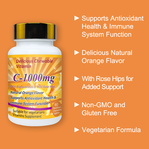 Tabletas de vitamina C masticables veganas de ácido ascórbico orgánico natural Tabletas antioxidantes y estimulantes del sistema inmunológico Suplementos de vitamina C - Product Image 3