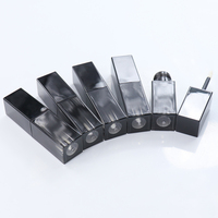 Flacons de brillant à lèvres vides de 5 ml, carrés, noirs dégradés, avec logo personnalisé, étanches, base transparente dégradée, faible MOQ