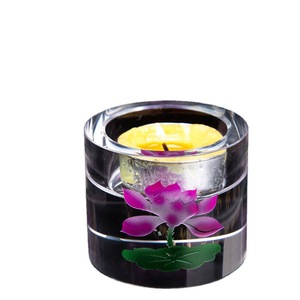 Portavelas budista de cristal con texto de sutra en relieve, resistente al calor para actividades religiosas, diseño de vidrio transparente - Product Image 3