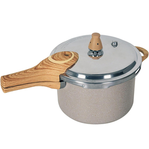 <b>Ceramic</b> Non-Stick Pressure Pot With Wood Handle Stainless Steel Lid for Gas and Induction Pressure Cooker - Product Image 1
