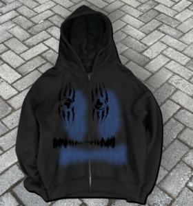 Sudaderas con capucha con cremallera de algodón de felpa francesa personalizadas de alta calidad, ropa de calle informal de otoño e invierno, sudaderas con capucha de gran tamaño para hombres - Product Image 2