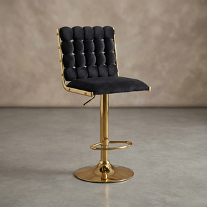 Tabouret de bar moderne rembourré, chaise de comptoir pivotante à 360° réglable en hauteur avec base en métal pour îlot de cuisine et salon de beauté - Product Image 3