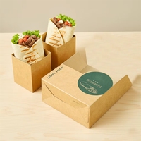 Caja de Papel Biodegradable y Reciclable para Hamburguesas, Personalizable con Logotipo, Ecológica, de Lujo, Negra, para Hamburguesas, Sushi y Comida Rápida