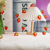 Guirlande lumineuse LED fraise premium blanc chaud, à piles, pour intérieur, fêtes, Noël, décorations de fêtes