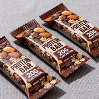 Emballage personnalisé en plastique et aluminium pour barres énergétiques, granola, noix, chocolat, produits alimentaires, sachet de collation