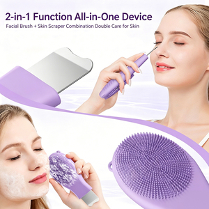 Brosse nettoyante pour le visage en silicone 2-en-1, grattoir en acier inoxydable pour éliminer les points noirs, nettoyeur de pores en profondeur, utilisation domestique, écologique - Product Image 5
