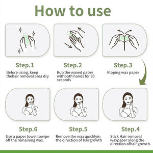 Bandes de <span class=keywords><strong>cire</strong></span> à l'aloe vera pour épilation des lèvres du visage, tissu non tissé, papier à épiler à froid, double taille, rapide et efficace, vente en gros - Product Image 5