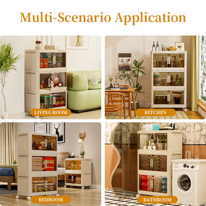 Armoire de <span class=keywords><strong>rangement</strong></span> en plastique multicouche pliante vêtements maison chambre étagères transparentes casier sans sécurité organisateur de boîte pliante - Product Image 3