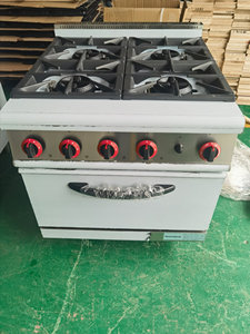 Cuisinière professionnelle à gaz 4 feux avec four en acier inoxydable, autoportante, pour la restauration - Product Image 3