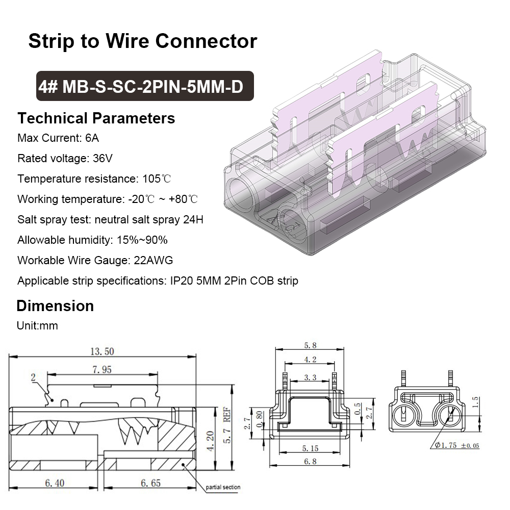 4# MB-S-SC-2PIN-5MM-D : Connecteur MB-S-SC-2PIN-5MM-D