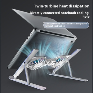 Support d'ordinateur portable réglable ergonomique pliable en alliage d'aluminium avec rotation à 360° et ventilateur de refroidissement - Product Image 3