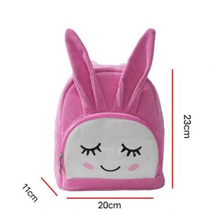 Velvet School Bag with Bunny Ears Trendy Striped Pattern for <b>Children</b> and Teens - Product Image 2