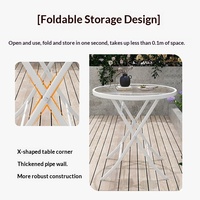 Ensemble de tables basses d'extérieur modernes pliables en acier au carbone blanc, trois pièces, pour patio, jardin, loisirs, imperméables, résistantes au soleil, empilables