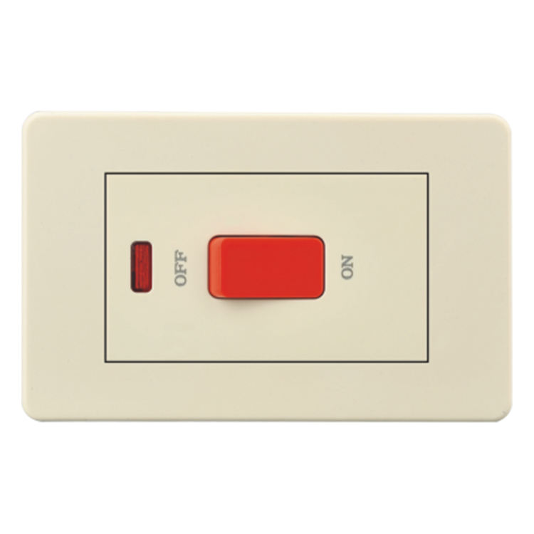 US Standard White Switch and Socket 220v Cooker Switch Design 1 Gang Smart Push Button No Netral Wall Switch With Indicator