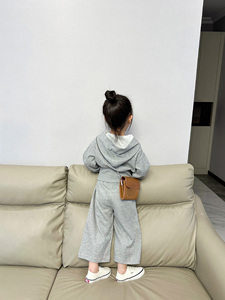 Automne vêtements de sport pour enfants à capuche fille deux pièces ensemble rose pour enfants 2023 - Product Image 6