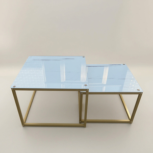 Juego de Mesa de Centro Moderno Europeo de Dos Piezas, Cuadrado, con Patrón de Mármol, para Hogar u Oficina - Product Image 4