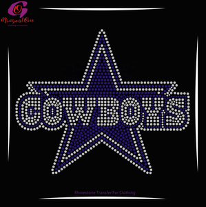 Factory Direct Selling Shiny Sports Team Logo <strong>Cowboys</strong> Hot Fix Rhinestone Transfer - Product Image 1