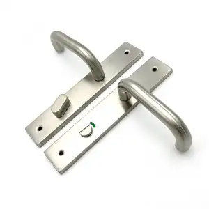 Stainless Steel Door Handle Pull Plate Security Lever Handle Plate with Thumb Turn Door Used Pull Handle on Plate