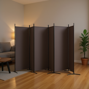 Separador de Ambientes de Tela Marrón de 6 Paneles, 204.7 x 70.9 Pulgadas, Plegable, Diseño Minimalista, Estructura de Metal - Product Image 2