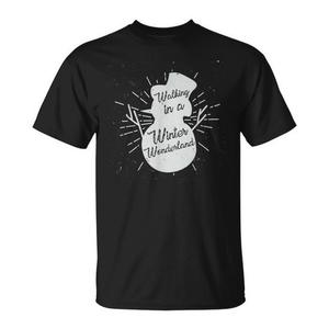 T-shirt de Noël « Walking In A Winter Wonderland » noir unisexe pour adulte, col rond, manches courtes, promotionnel - Product Image 1