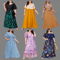 Nouvelle robe décontractée pour femmes, imprimée, cintrée à la taille, manches bouffantes, col en V, épaules dénudées, robe ample pour femmes