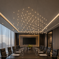 Lustre en métal moderne personnalisé, grille 3D en forme de cube, effet étoilé luxueux pour salle de réunion, lampe suspendue pour hôtel, villa, éclairage
