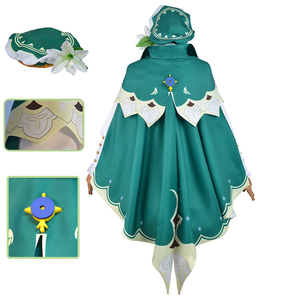 Costume de Cosplay pour adultes/enfants, jeu de dessin animé Genshin Impact Venti, perruque, chaussures, robe Lolita, Costume de fête d'halloween - Product Image 4