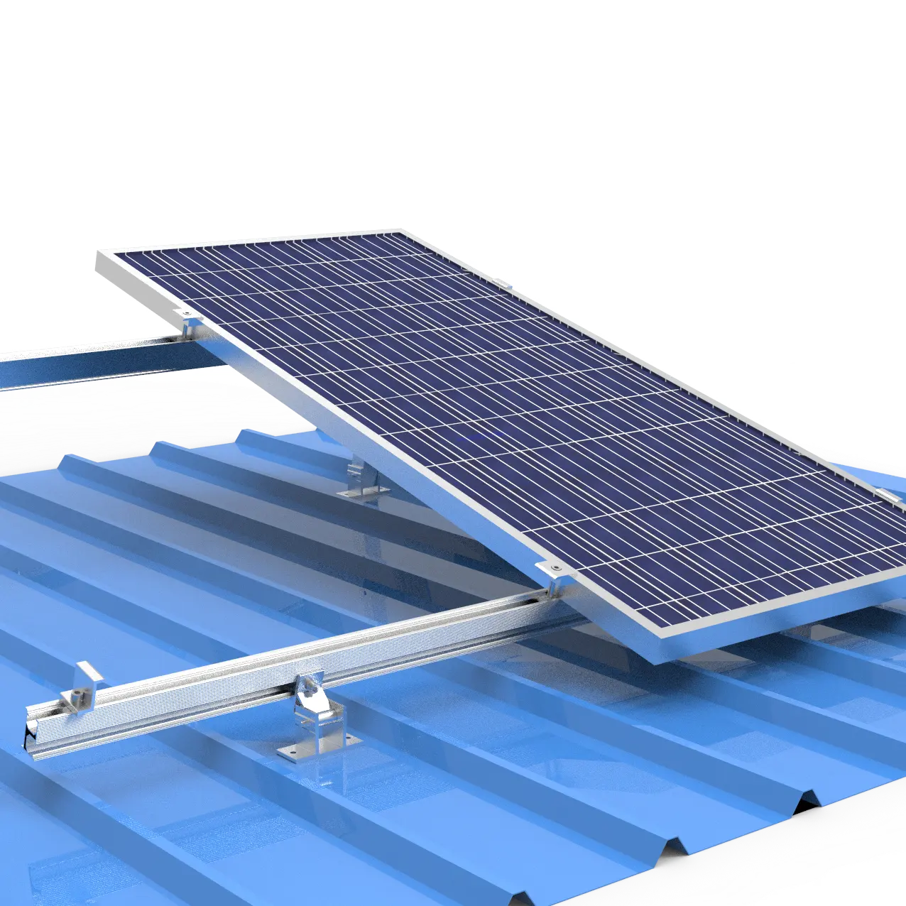 Solar roof mounting system adjustable solar structure rooftop flat roof rail components support modules