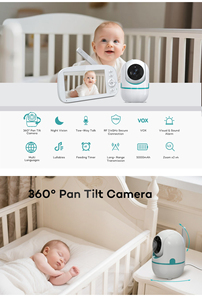 Caméra de surveillance pour bébé 2,4 GHz avec écran 5 pouces, vision nocturne 720P, rotation panoramique/inclinaison, communication bidirectionnelle, longue autonomie de la batterie, étanche IP66, détection de mouvement - Product Image 4