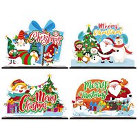 Décorations de table de Noël Camion en bois écologique Père Noël Bonhomme de neige Signes d'arbre de Noël pour décorations de fête