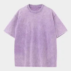 270G Cotton Tee Faded Vintage Washed T Shirts Custom Design Puff Printed Logo Men Drop Shoulder T-shirts