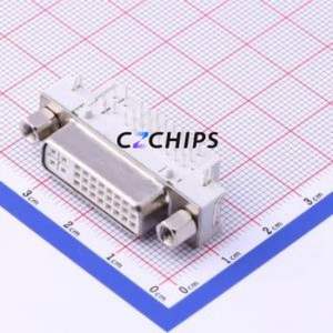 HYC02-DVI29-371 DVI Connector Bent Lead Through Hole Connector DVI-I (Dual Link) 24+5 Right Angle Insert 1.5A - Product Image 1