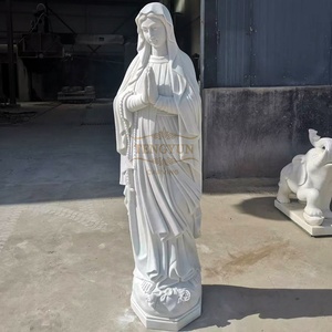Statue <span class=keywords><strong>de</strong></span> la Vierge <span class=keywords><strong>Marie</strong></span> en marbre blanc sculptée à la main, figurine <span class=keywords><strong>de</strong></span> prière catholique pour la décoration <span class=keywords><strong>de</strong></span> <span class=keywords><strong>l</strong></span>'église et du jardin - Product Image 2