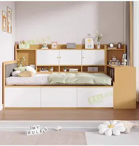 Tatami Mobiliário único moderno para crianças Casa infantil Desenho caixa barata quarto Combinação de madeira Cama de armazenamento