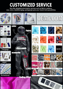 Fabricante Personalizado Sweatsuit Rhinestone Streetwear Tricô Oversized Baggy Cropped Acid Wash Flared Sweatpants e Hoodie Set - Product Image 6