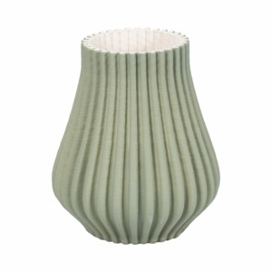Vaso in porcellana a coste, verde tenue, con texture verticale, vaso decorativo per fiori, per soggiorno, decorazione per la casa - Product Image 1