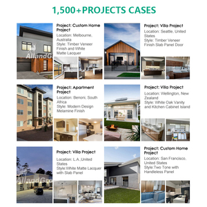 Armoires de cuisine modernes Alland High Tech avec façades modulaires en bois, placage bois véritable, crédence et carrelage mural, robinet inclus - Product Image 6