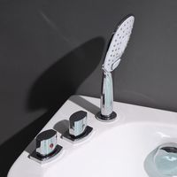 Baignoire à remous en acrylique blanche courbée moderne, pour salle de bain principale, avec chauffage à température constante et panneau de commande