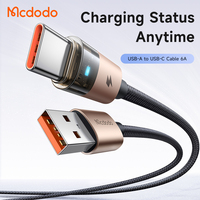 Mcdodo 689/691/715/726 Cable de Metal Led Nylon trenzado de carga rápida Vooc/Afc/Scp/QC4.0 Cable Tipo-C USB 3A para iPhone Cable de datos