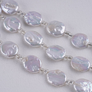 Perlas de Agua Dulce Blancas Barrocas de 18 cm, 15-16 mm, Botón Elíptico, Perlas Naturales Sueltas para Hacer Joyas y Pulseras - Product Image 1