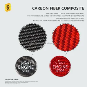ES N-DZ-065 vera fibra di carbonio Accesorios Para auto accessori interni in fibra di carbonio rivestimento Push Start adesivo di copertura per VW